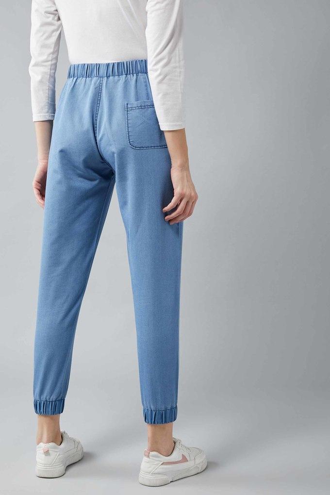 Regular Women Light Blue Denim Jogger, Drawstring and Elastic, Bottom at Rs  200/piece in New Delhi