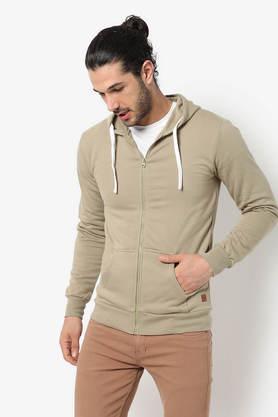 Campus sutra full clearance sleeve solid men's sweatshirt