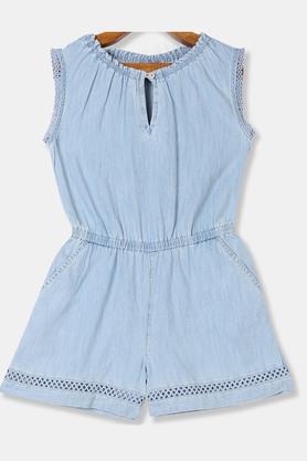 Girls Solid Casual Romper