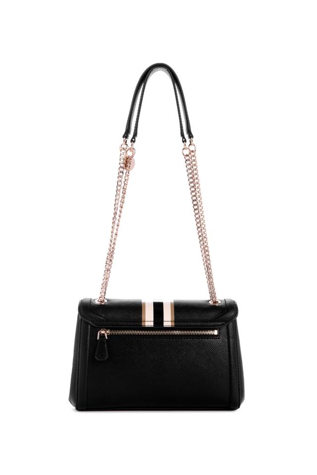 Buy GUESS Black Zipper Closure PU Women s Noelle Convertible Xbody Flap Sling Bag Shoppers Stop