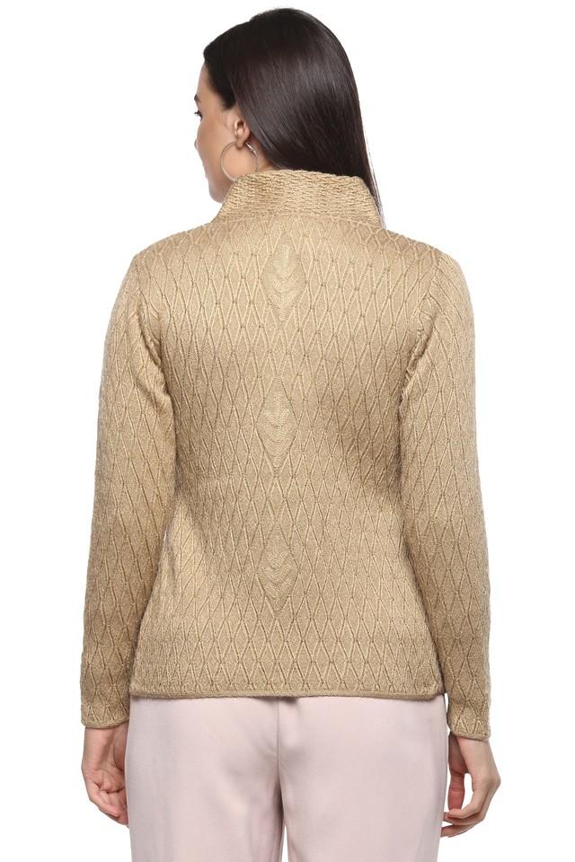 Buy DUKE Womens Mandarin Collar Printed Knitted Sweater Shoppers
