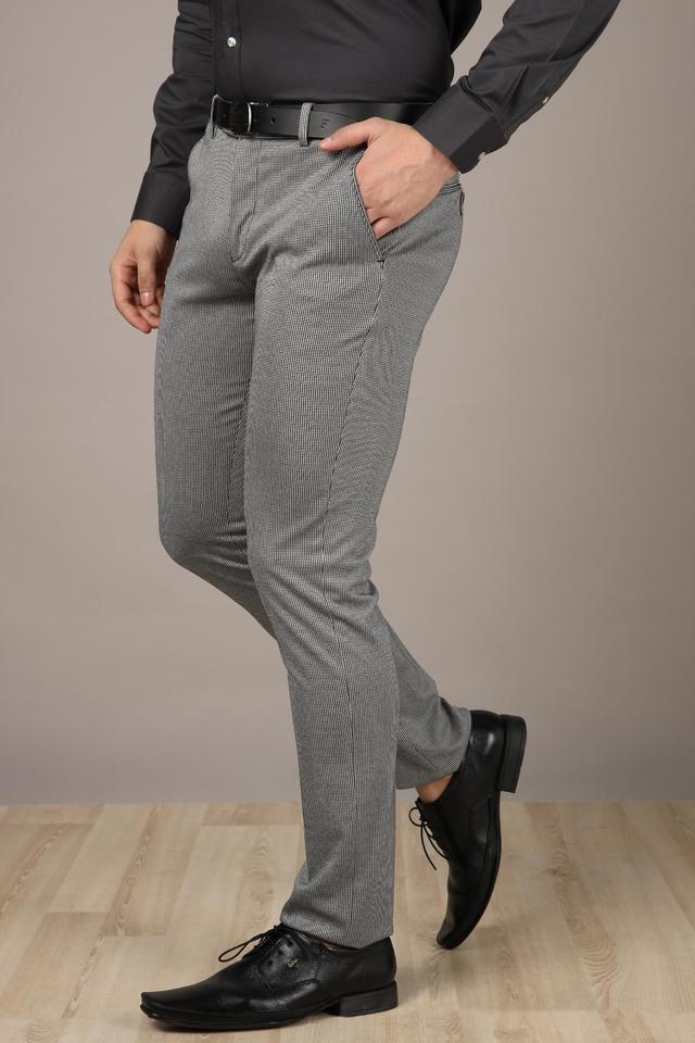 Grey Men Casual Cotton Trouser