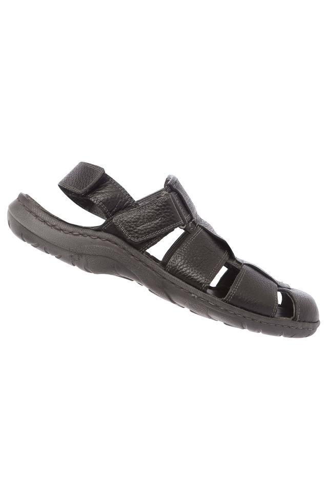 Softouch Black Leather Flat Sandal for Women