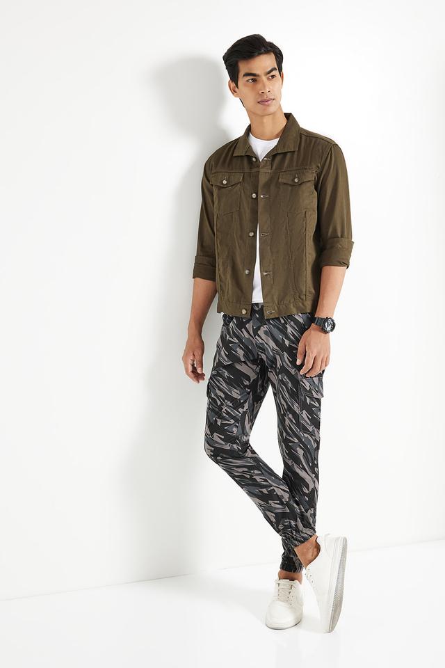 Buy INTUNE Grey Grey Stretch Cotton Camouflage Cargo Joggers