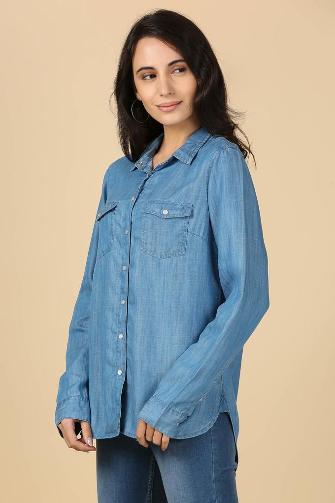 Buy Navy Blue Cargo Denim Shirt Shirt Online | Tistabene - Tistabene