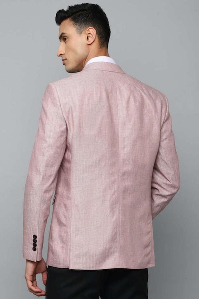 Men Pink Solid Slim Fit Formal Blazer