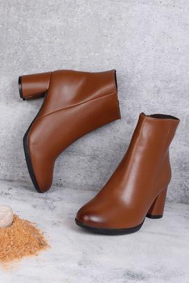 Boots camel online cuir