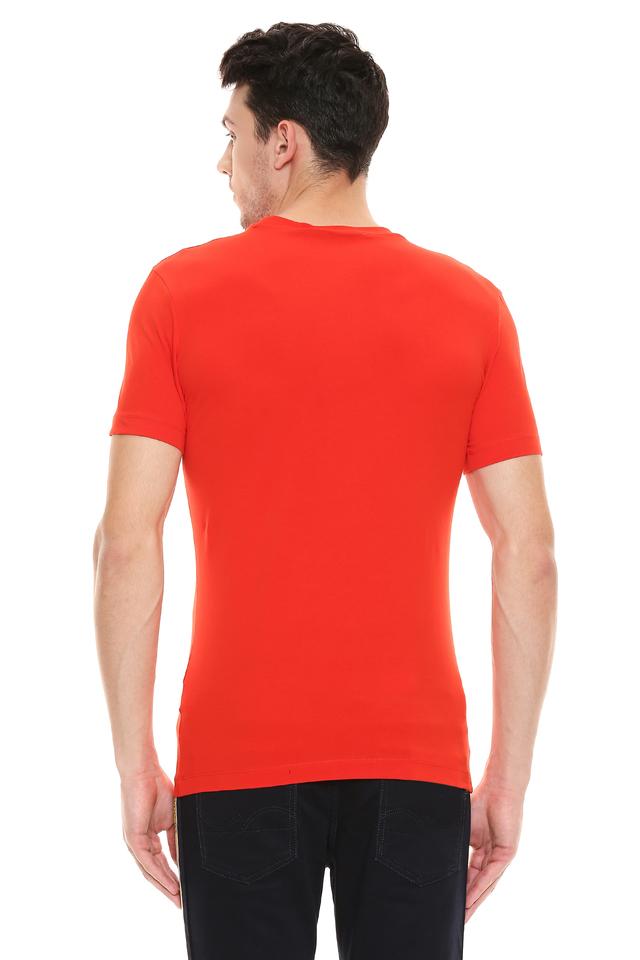 Buy CALVIN KLEIN JEANS Red Mens Round Neck Printed T-Shirt