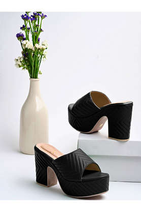 Buy SHOETOPIA Black Shoetopia Sylish Open Toe Black Block Heels