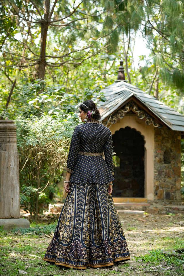 Black and Grey Lehenga Set