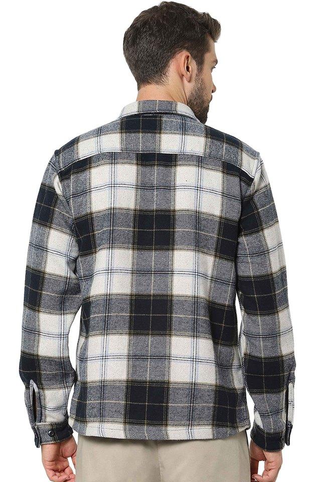 Buy SELECTED Checks Wool Blend Loose Fit Mens Work Wear Shirt ...