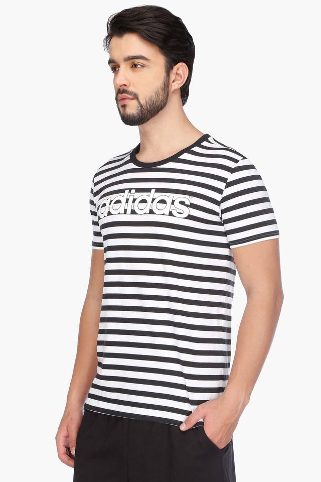 Adidas black and white best sale striped shirt