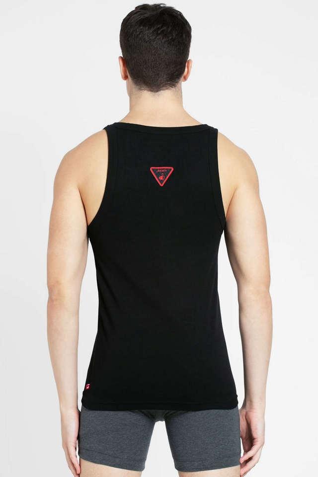 Buy JOCKEY Black Solid Cotton Men s Gym Vest Shoppers Stop