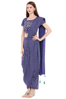 Buy Global Desi Womens Printed Dhoti Saree With Blouse Piece Shoppers Stop