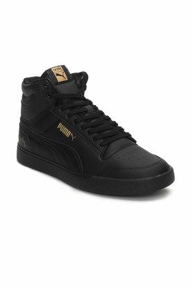 Synthetic Leather Mid Top Lace Up Mens Sport Shoes