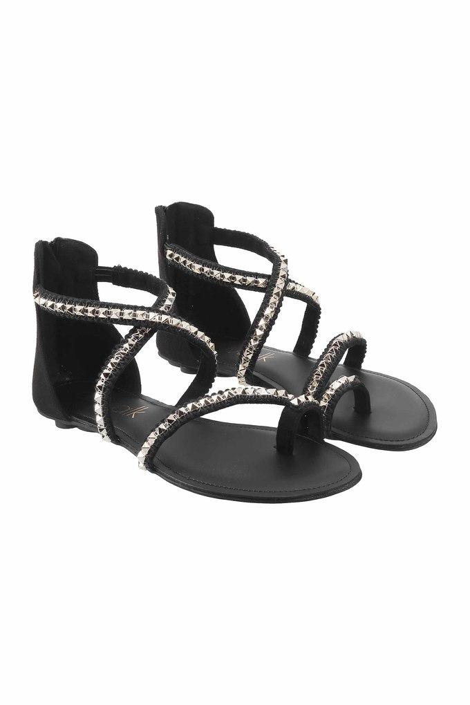 Black strappy best sale zip up sandals