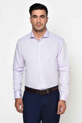 Buy GIOVANI Purple Structured Cotton Slim Fit Mens Formal Shirt