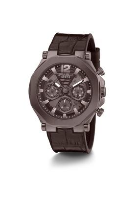 Buy GUESS Mens 46 mm Edge Chocolate Brown Dial Genuine Leather