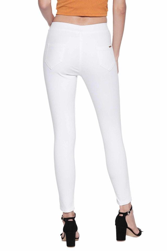 Buy HIGH STAR White Slim Fit Regular Length Denim Womens Jeggings