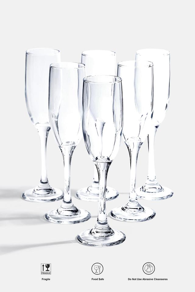 Buy HOMESTOP Clear Champagne Flute Glass Set Of 6 190 ml Shoppers Stop