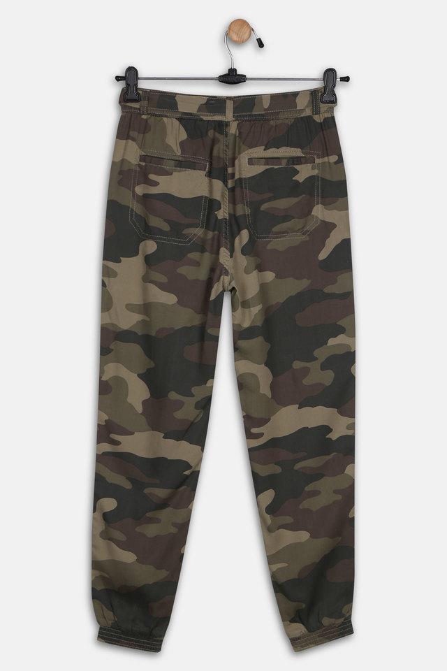 Buy LIFE Green Girls Regular Fit Camo Joggers