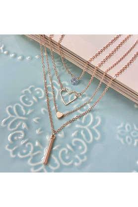 Buy AYESHA Heart, Diamante And Bar Stud Pendants Rose Gold-Toned Four  Layered Western Necklace