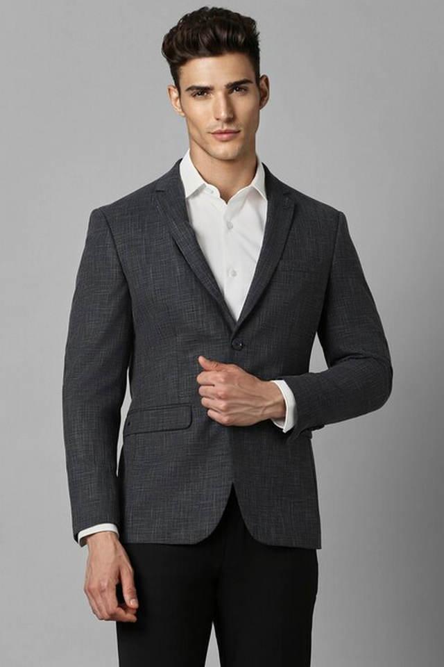 Buy LOUIS PHILIPPE Black Solid Polyester Slim Fit Men s Casual Blazer Shoppers Stop