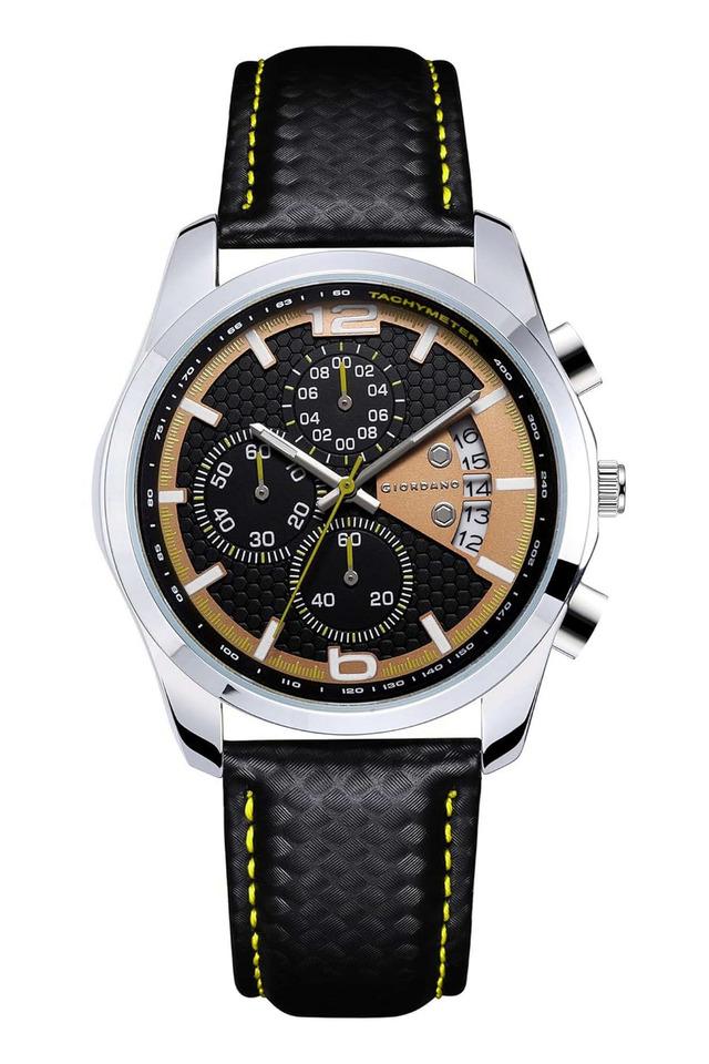 Buy GIORDANO Multi Functional Black Dial Leather Analogue Watch for Men GZ 50052 01 Shoppers Stop