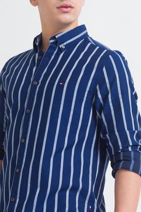 TOMMY HILFIGER Men Striped Casual Dark Blue Shirt - Buy TOMMY HILFIGER Men  Striped Casual Dark Blue Shirt Online at Best Prices in India