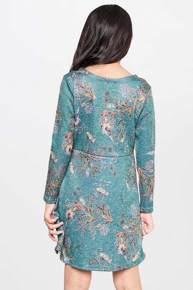 Buy GLOBAL DESI GIRLS Green Floral Polyester Round Neck Girls