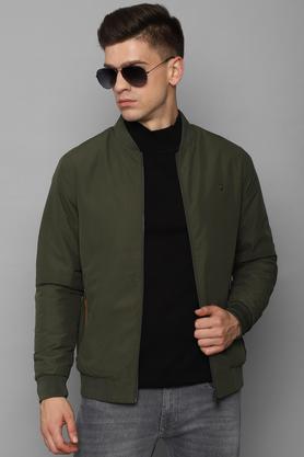 Rare Rabbit Men's Dune Green Textured High Neck Long Coat