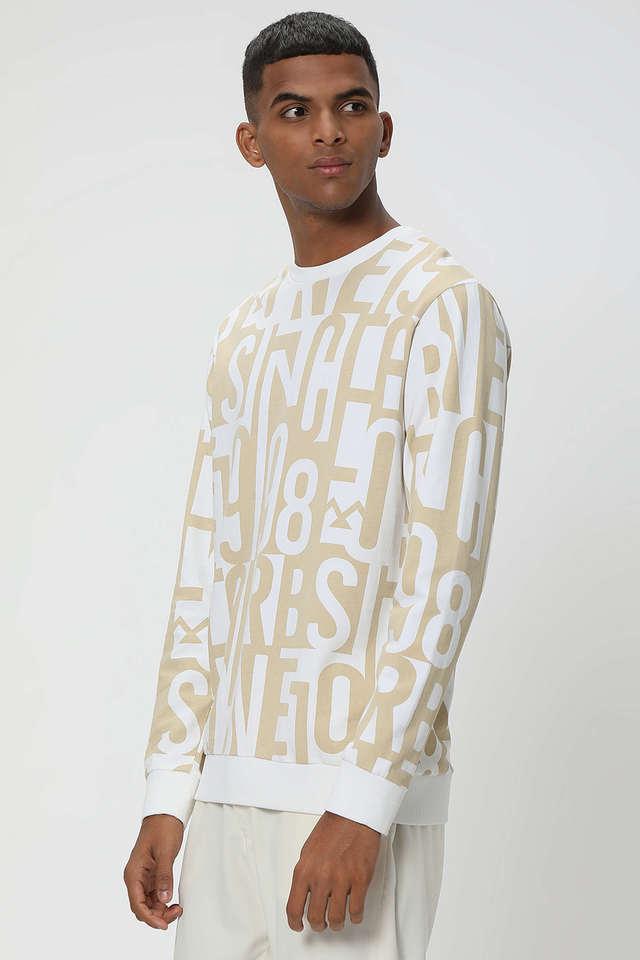 Buy MUFTI White Printed Cotton Round Neck Men's Sweatshirt