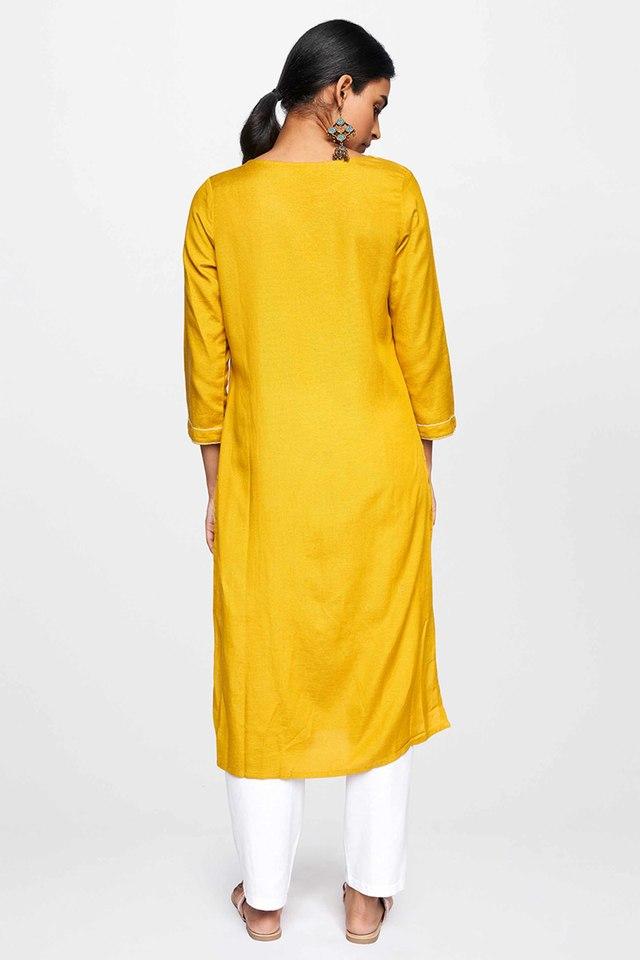 GLOBAL DESI -  Mustard Kurtas - Main