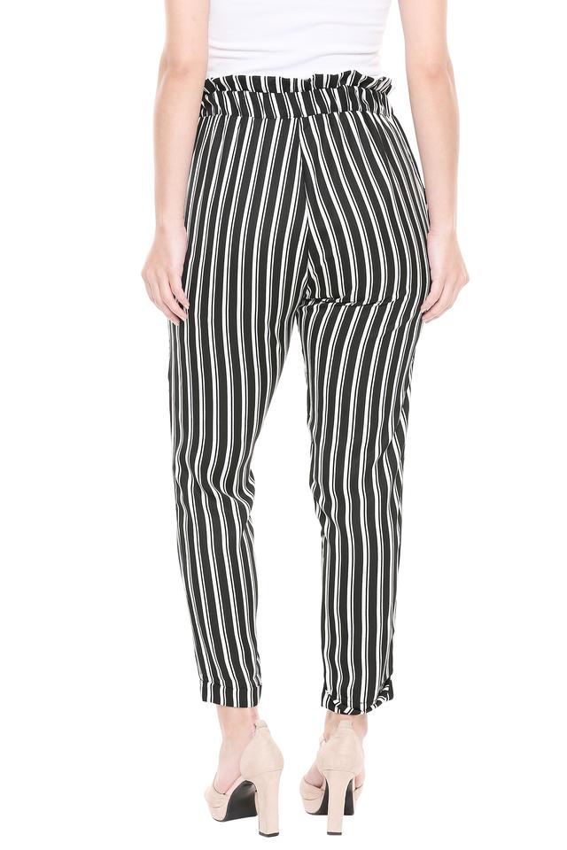 Paper bag trousers  Dark blueWhite striped  Ladies  HM IN