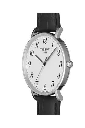 Mens White Dial Leather Analogue Watch T1096101603200