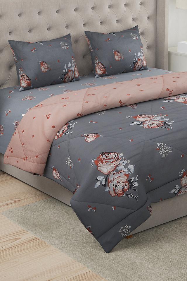 Buy FERN Cotton Floral Bedding Set - 1 Bed Sheet + 2 Pillow Covers + 1  Comforter | Shoppers Stop