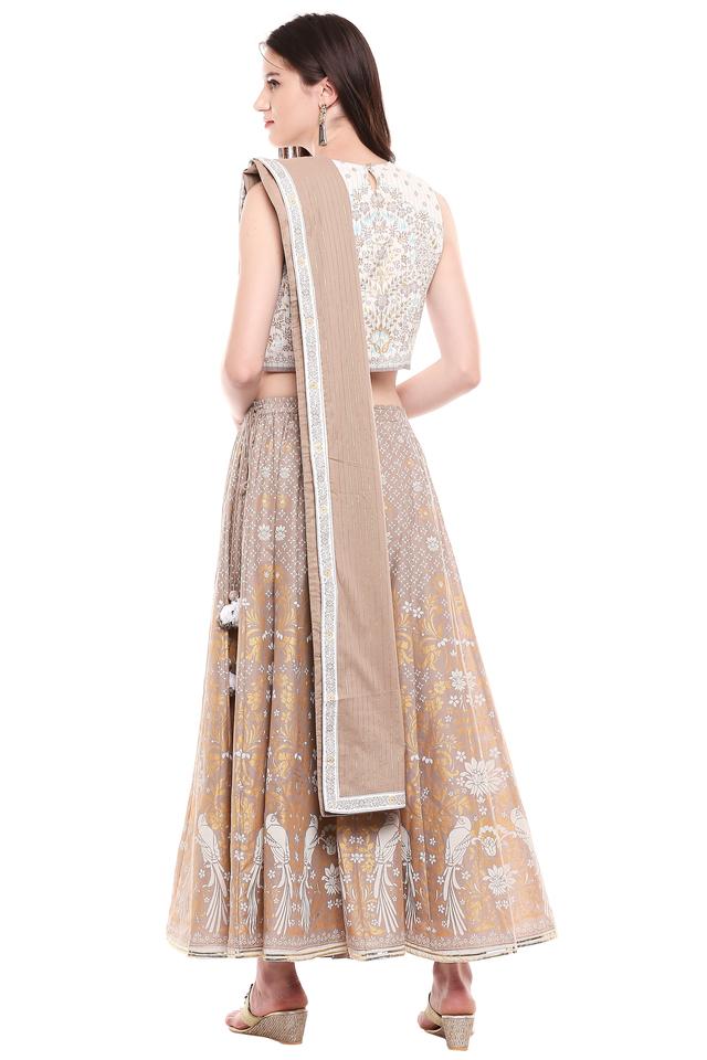 BIBA Women's Off White And Brown Lehenga Set : Amazon.in: Fashion