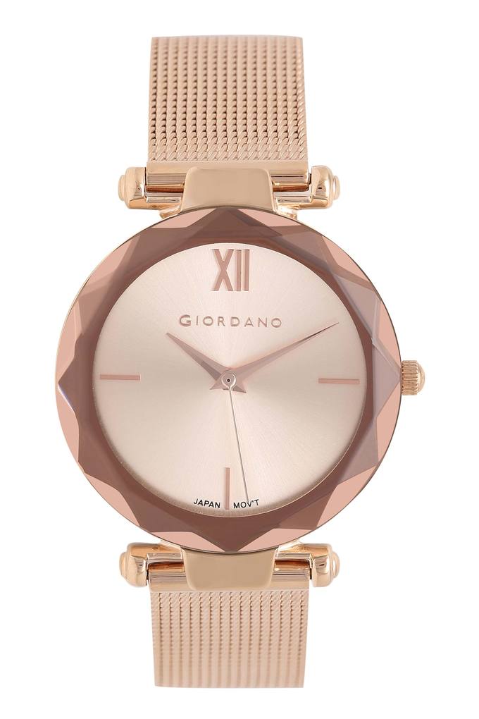 Buy GIORDANO Womens Rose Gold Dial Metallic Analogue Watch GD