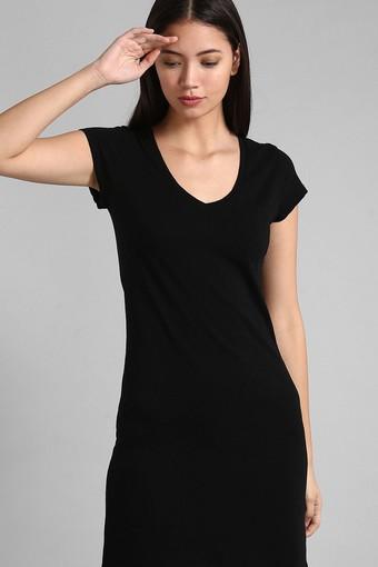 black vneck tshirt dress