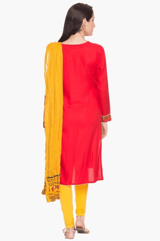 Pure Cotton Embroidery Work Kurti With Leggings Pant And Dupatta