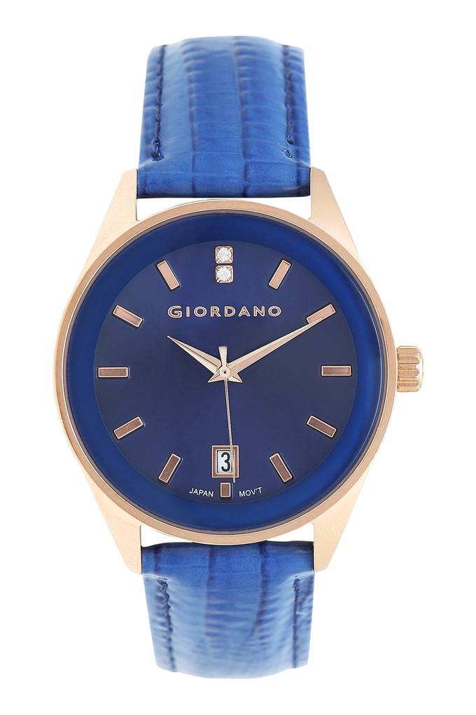 Buy GIORDANO Womens Blue Dial Leather Analogue Watch 2962 02