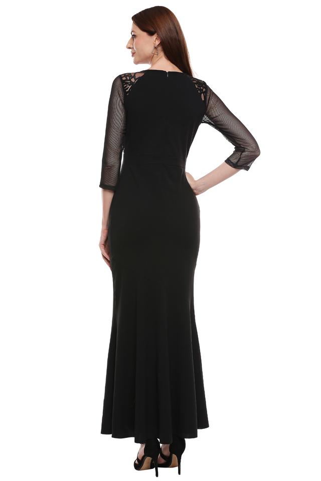 fcity.in - Women Black Maxi Dress With Belt / Fancy Fashionista Women  Dresses