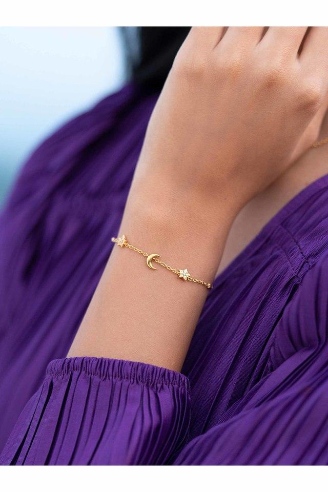 Buy SHAYA BY CARATLANE undefined Talking To The Moon Bracelet in Gold Plated 925 Silver Shoppers Stop