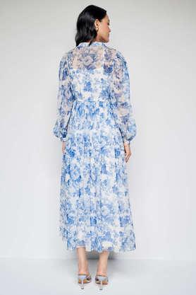 Buy AND White Floral V Neck Polyester Women s Maxi dress