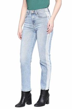 Womens Straight Fit Solid Jeans