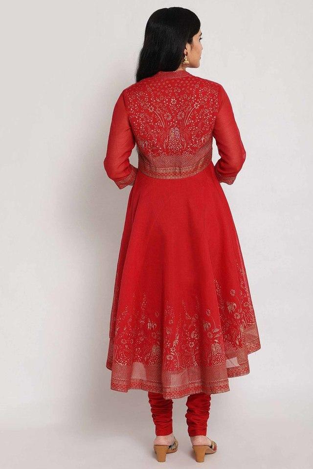 Red silk anarkali on sale suit