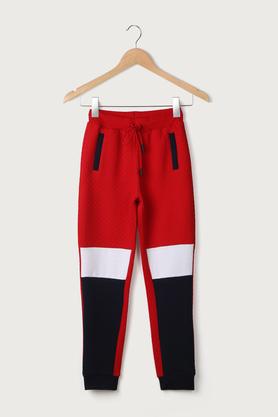 Buy LIFE Red Color Block Cotton Regular Fit Boys Track Pants