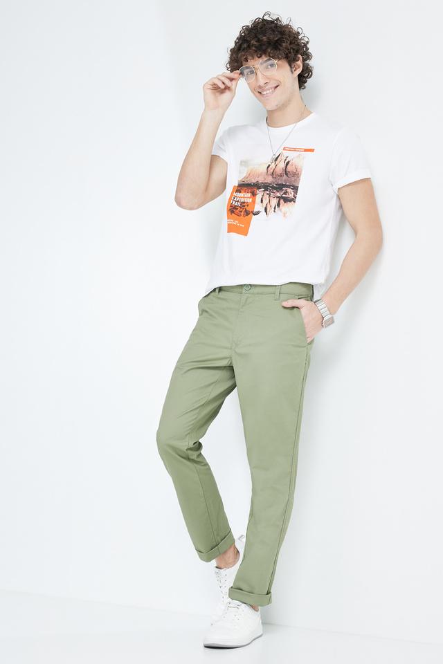 Byford Men Casual Solid Cotton Elastane Green Trouser - Selling Fast at  Pantaloons.com