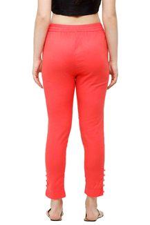 Buy DE MOZA Coral Solid Cotton Women's Cigarette Pants