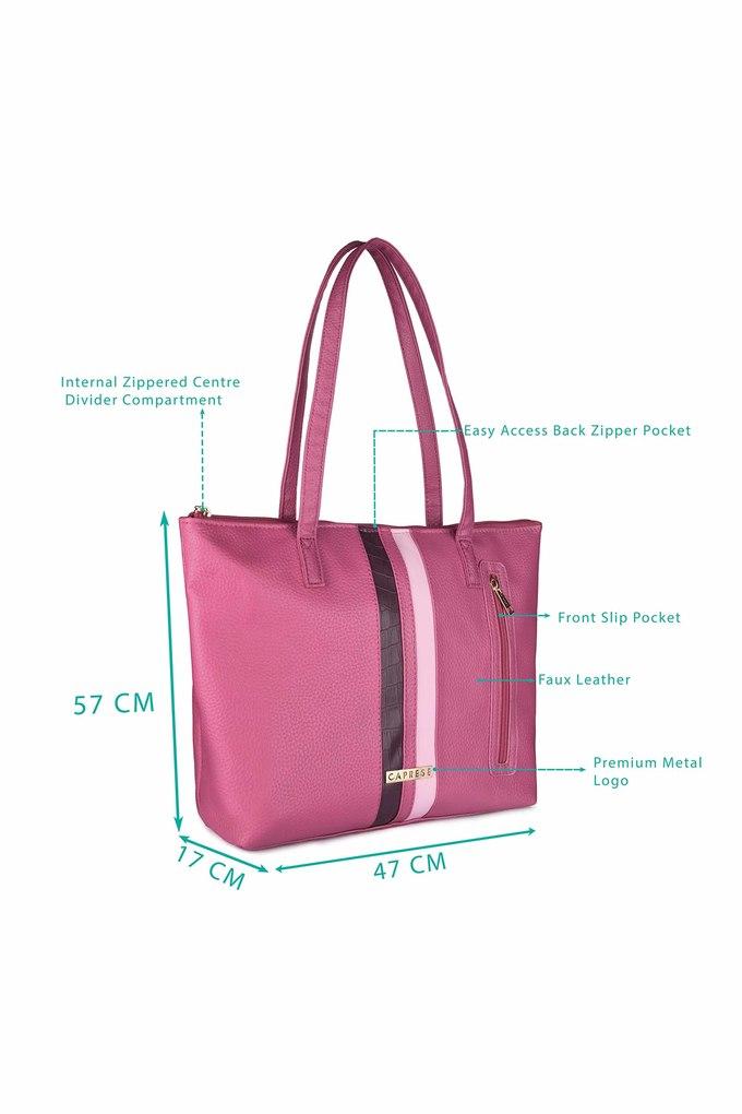 Pink tote cheap bag with zipper